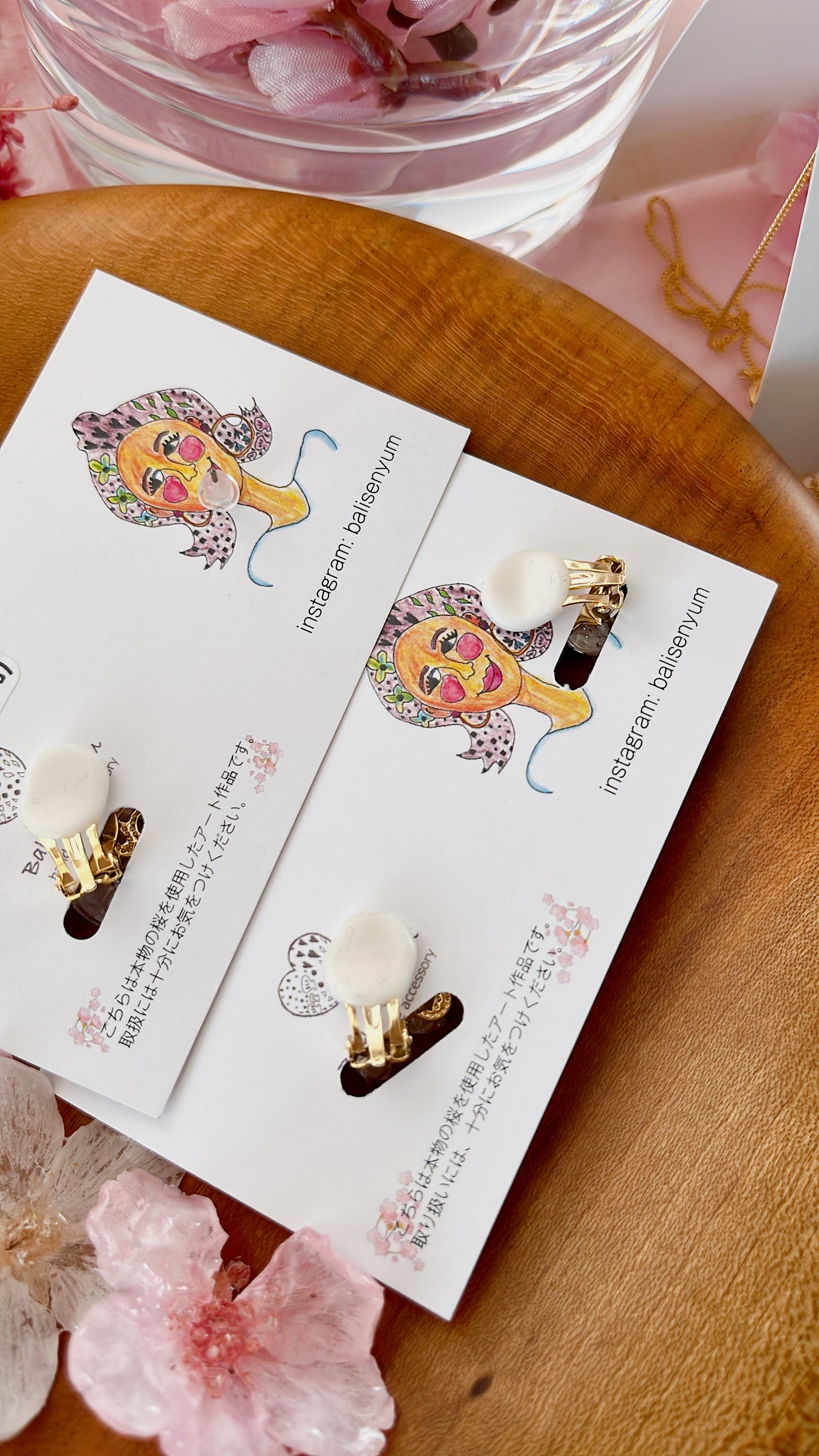 Someiyoshino Double Sakura Earring and Ear Cuff 〜 White #S026