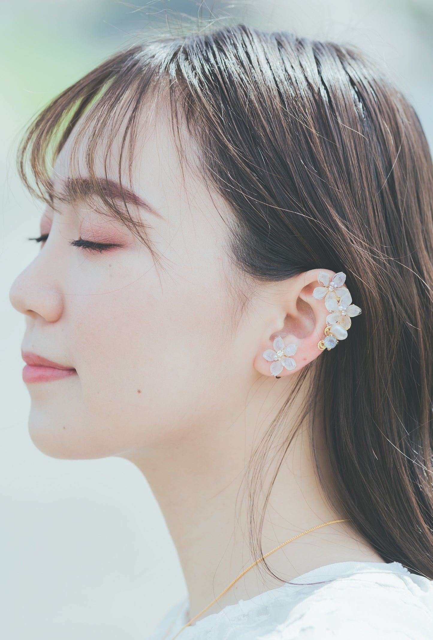 Someiyoshino Double Sakura Earring and Ear Cuff #S028