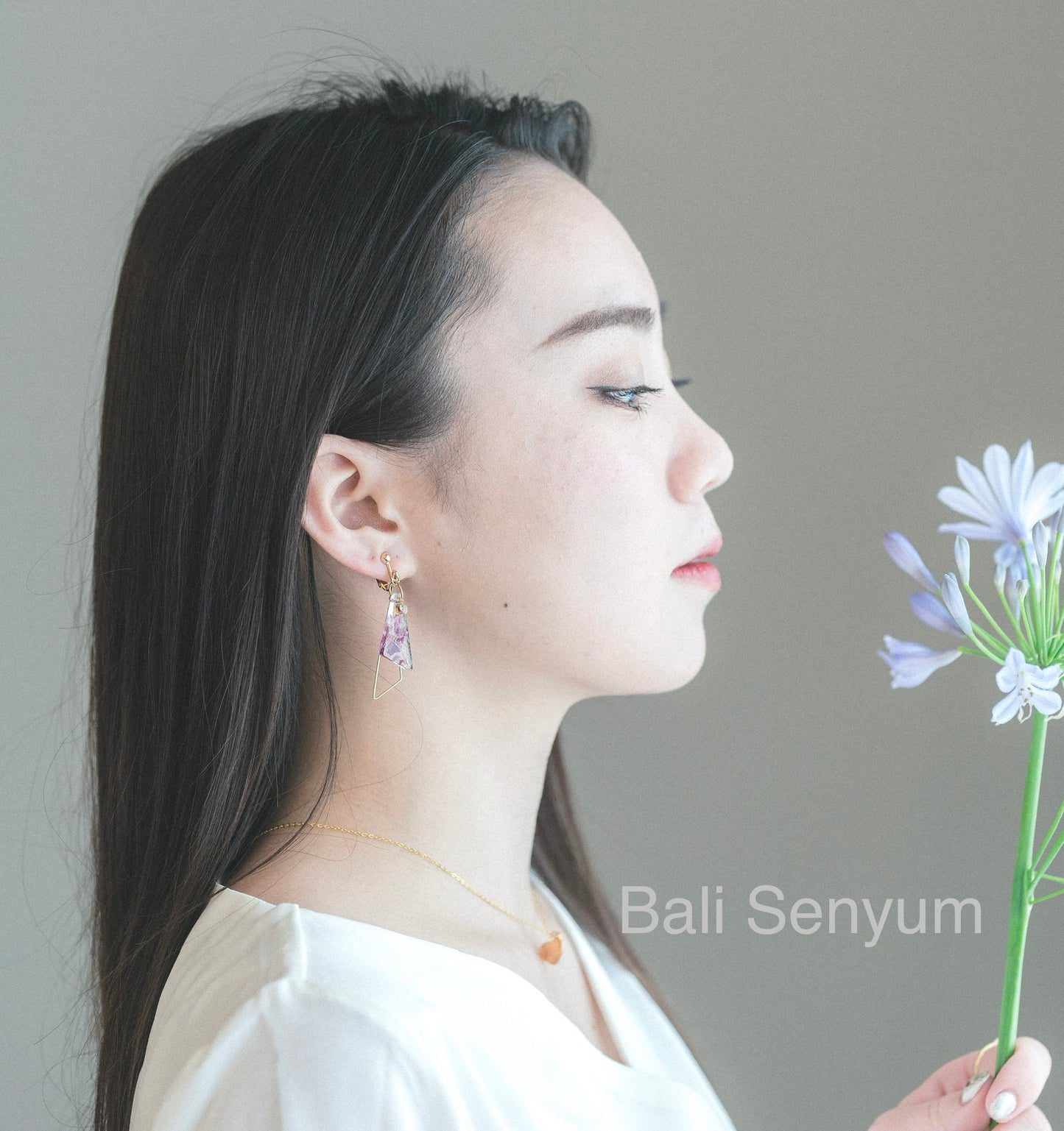 Triangular Floral Earrings With Someiyoshino #S014