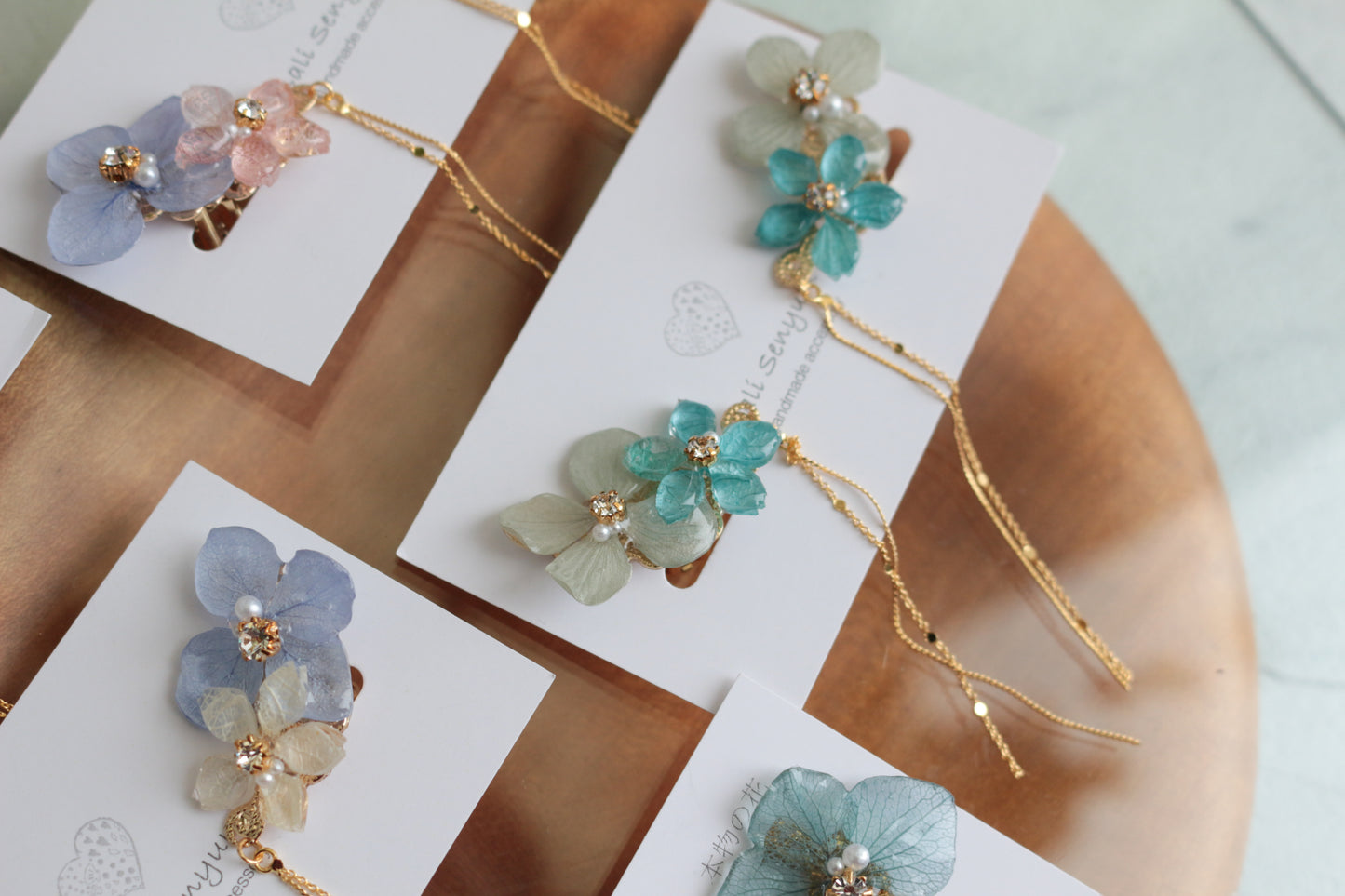 Hydrangea Flying Butterfly  No.39 - Clip-on(イヤリング）