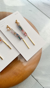 Dangling Stick Flower Earring with Pearl No.2