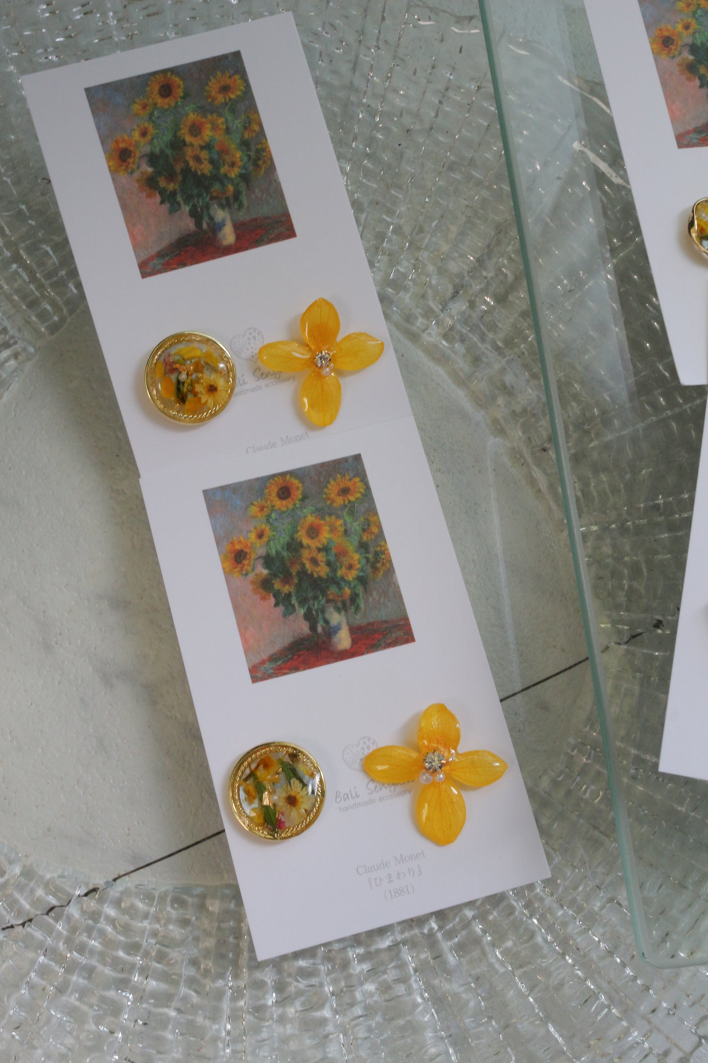 Monet Inspired Flower Earrings No.23 ピアスTitanium Pierce ひまわり