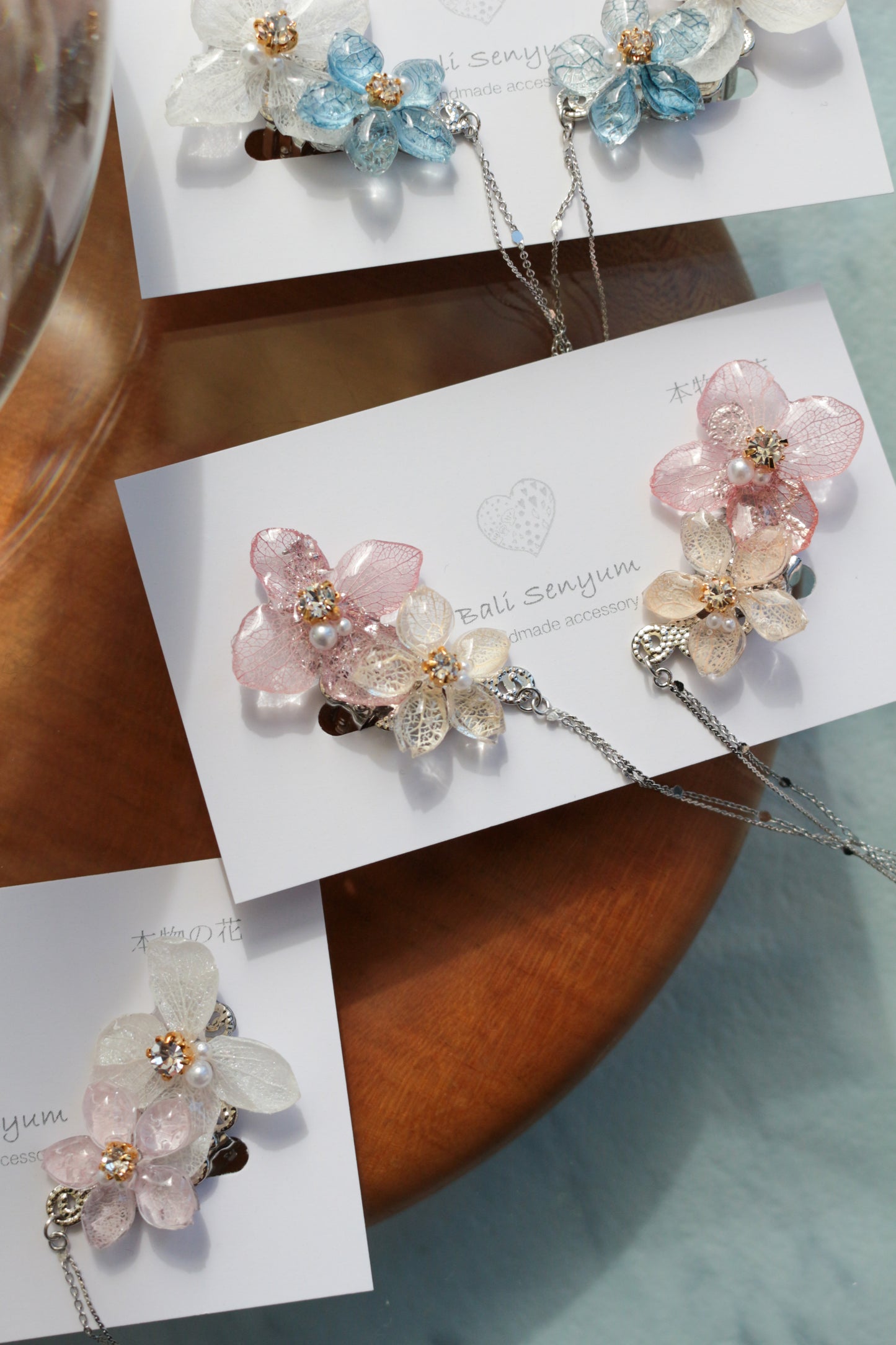 Hydrangea Flying Butterfly  No.48 - Clip-on(イヤリング）