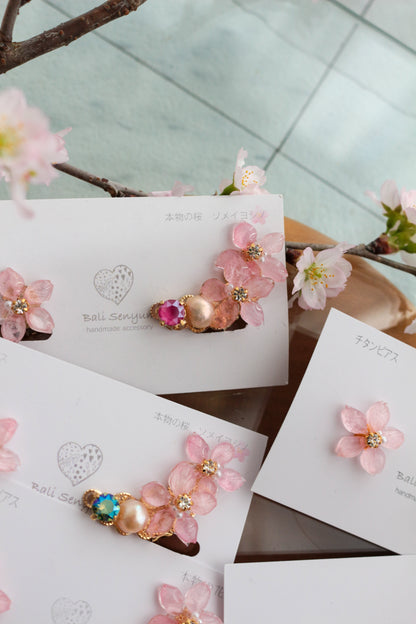 Someiyoshino Double Sakura Earring and Ear Cuff #S028