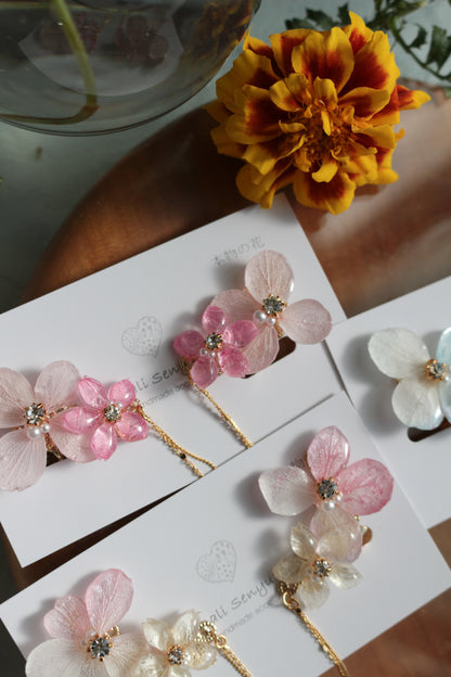 Hydrangea Flying Butterfly  No.42 - Clip-on(イヤリング）