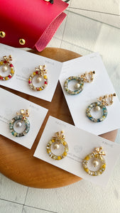 Colorful Christmas Wreath Earring