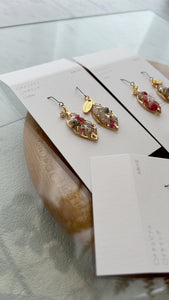 Small Leaf Earrings With Seasonal Flower Petals No.5  - Time limited