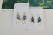 Claude Monet Water Lilies Inspired Triangular Floral Earrings -  No.7