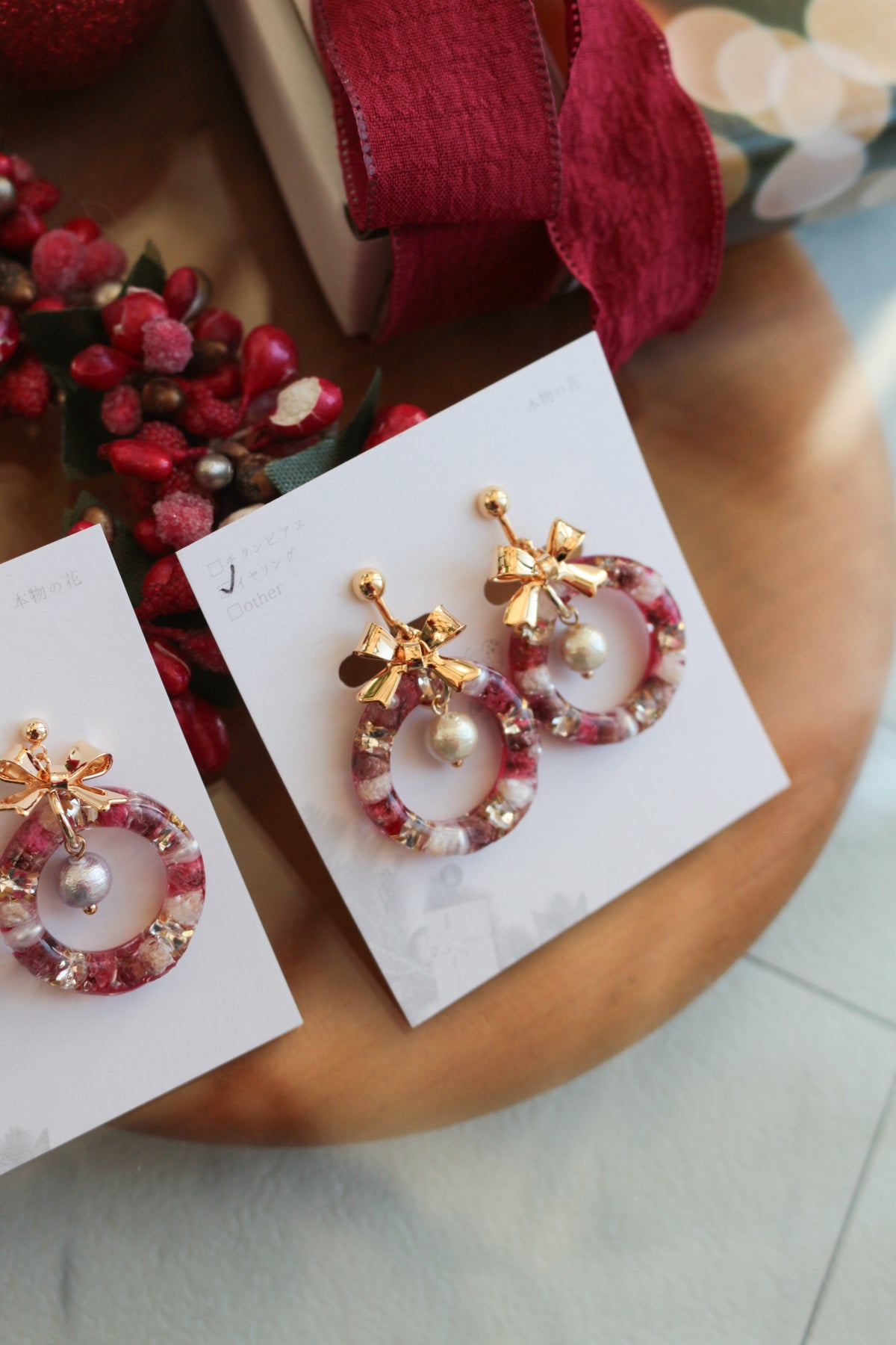 Christmas Wreath Earring (White Christmas) #21