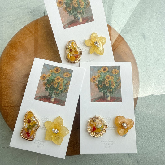 Monet Inspired Flower Earrings No.2 イヤリング Clip-on ひまわり