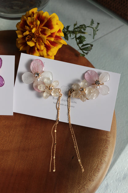 Hydrangea Flying Butterfly Earrings No.41 - Titanium Pierce(ピアス）