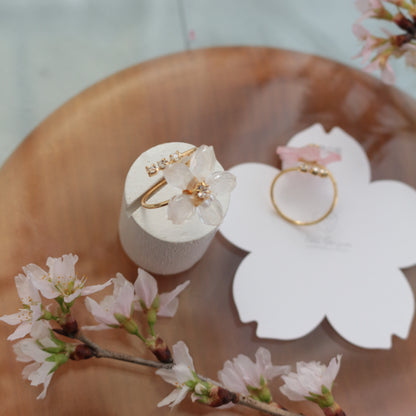 Someiyoshino Sakura Ring with Three Gems NEW #S053