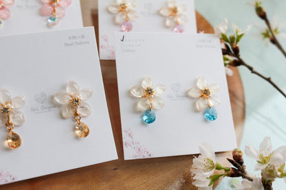 Someiyoshino Sakura Earrings with Sparkling Gem #051