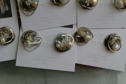 Vermeer's Inspired Flower & Pearl Earrings No.6 ピアス Pierce 真珠の耳飾りの少女