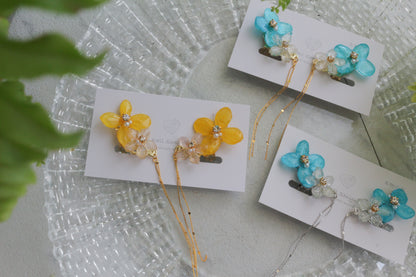 Hydrangea Flying Butterfly  No.57- Clip-on(イヤリング）