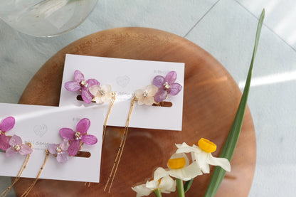 Hydrangea Flying Butterfly  No.46 - Clip-on(イヤリング）