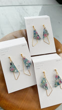 Claude Monet Water Lilies Inspired Triangular Floral Earrings -  No.4