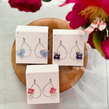 Silver Color Teardrop Hoop Earrings with Hydrangeas No.2