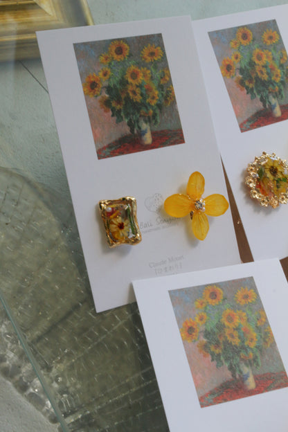Monet Inspired Flower Earrings No.2４イヤリング Clip-on ひまわり