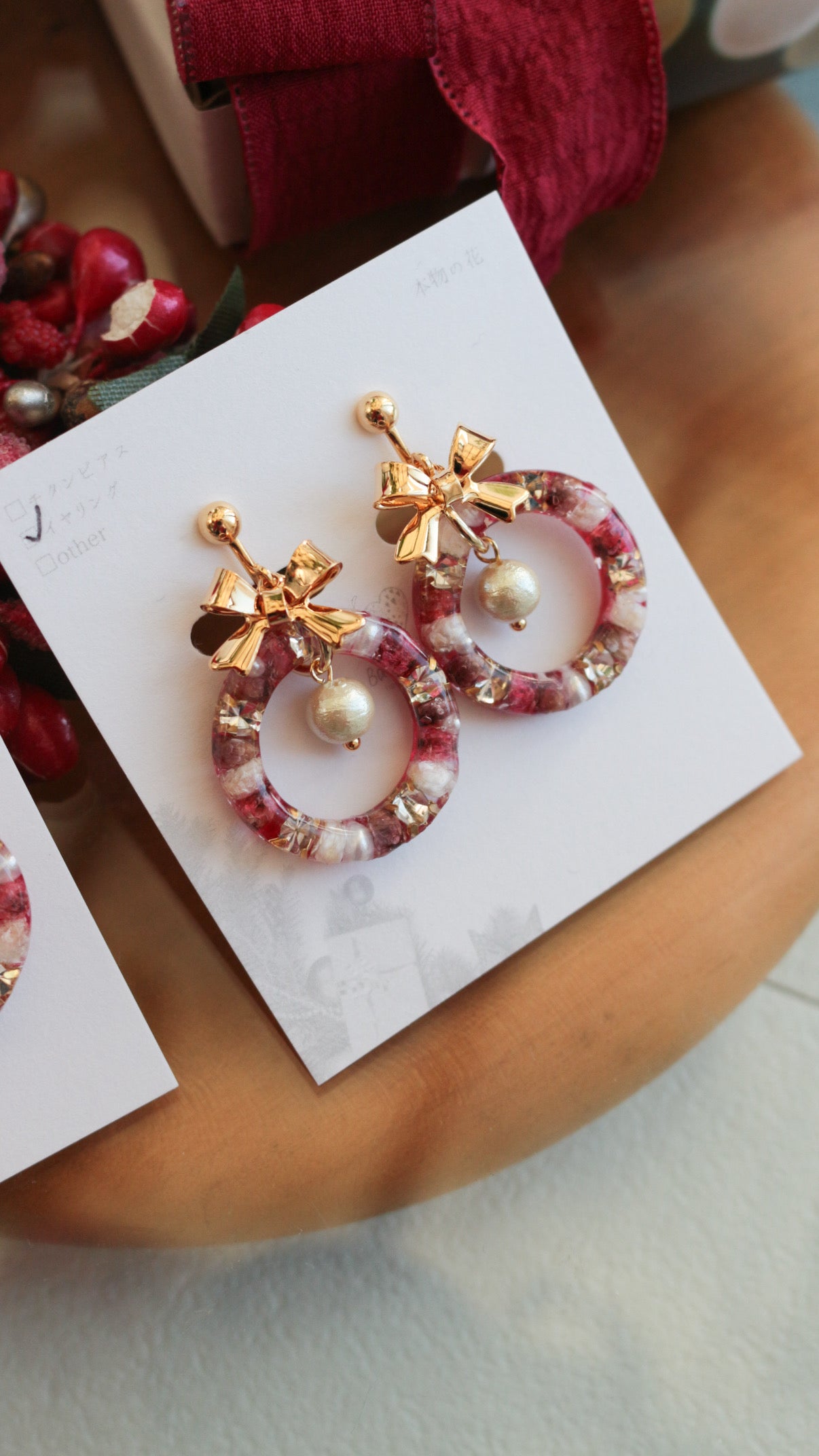 Christmas Wreath Earring (White Christmas) #21
