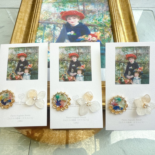 Renoir Inspired Flower Earrings No.1 Titanium Pierce "ふたりの姉妹"