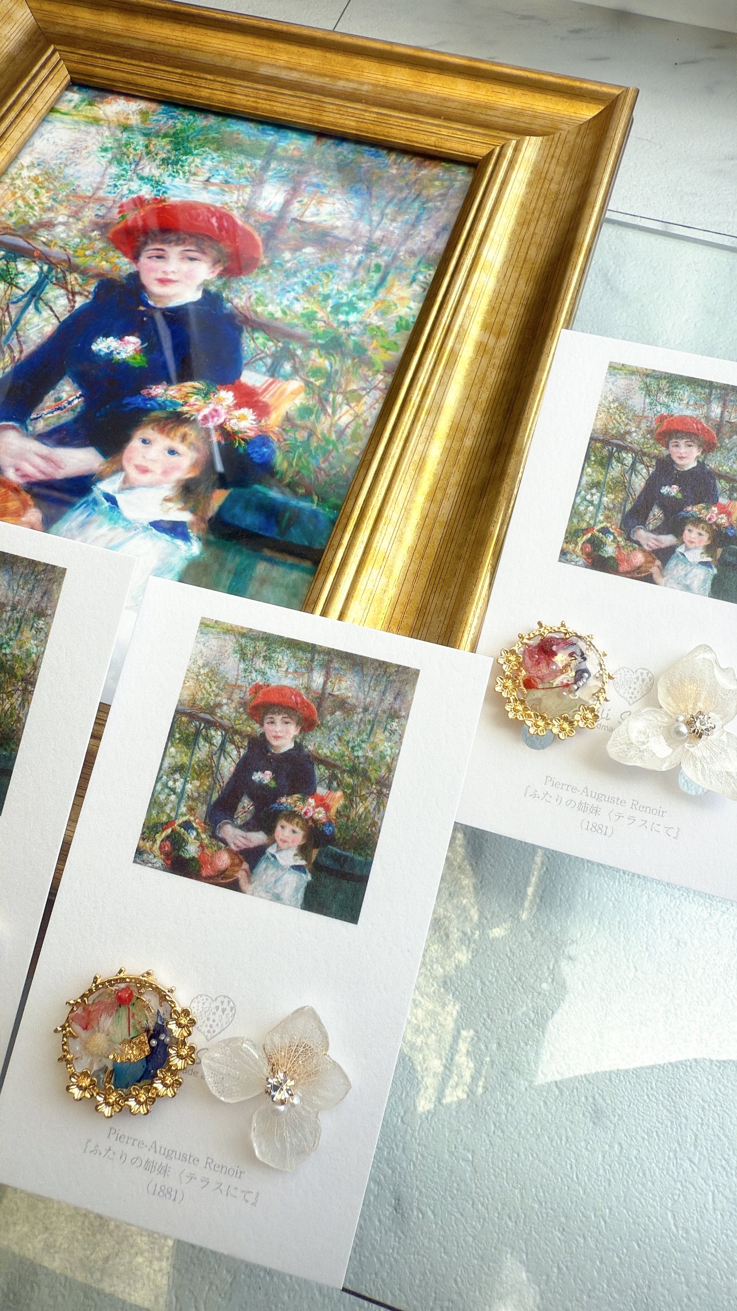 Renoir Inspired Flower Earrings No.2 イヤリング Clip-on "ふたりの姉妹"