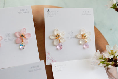 Someiyoshino Sakura Earrings with Sparkling Gem #051