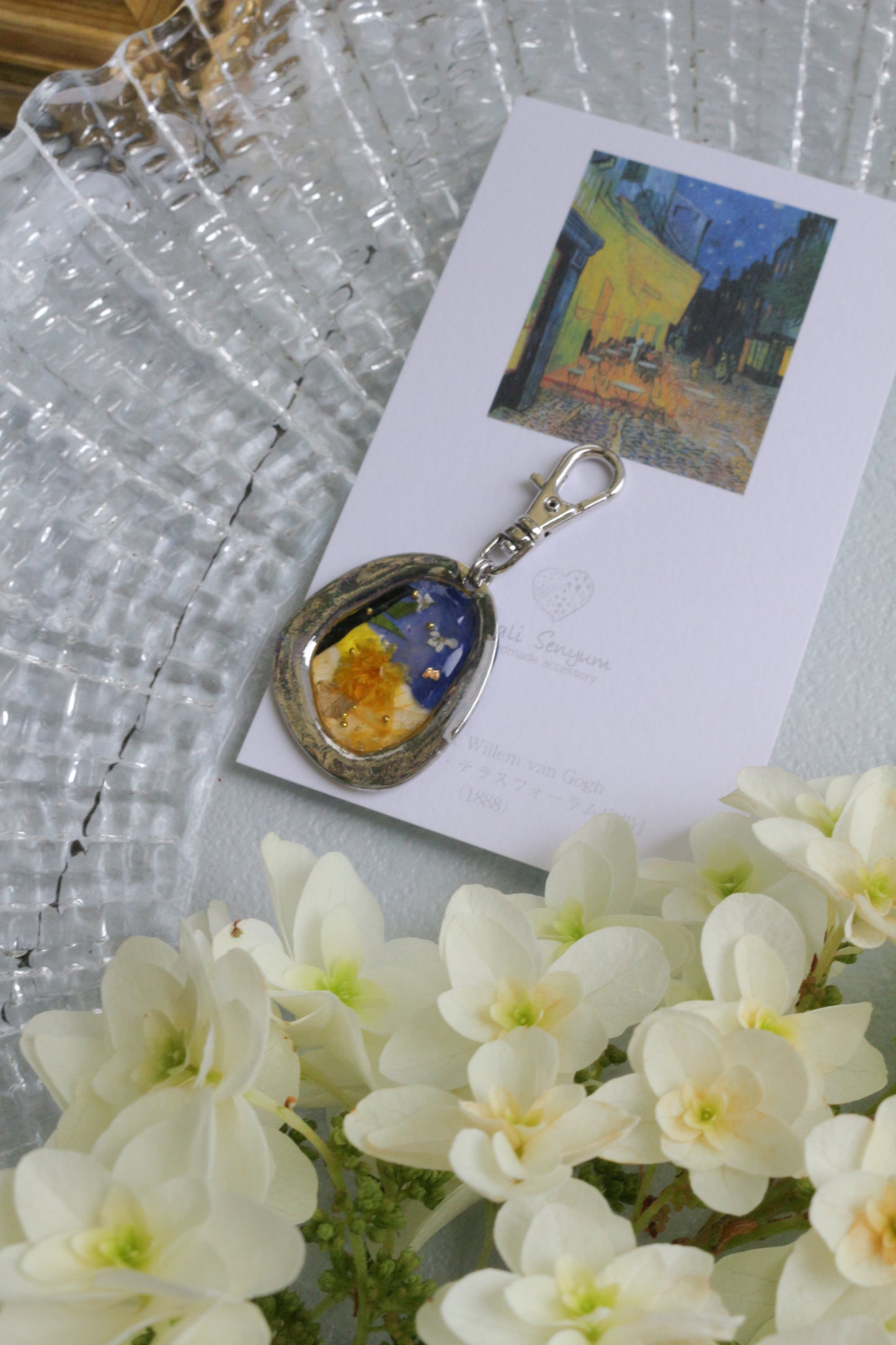 Gogh Inspired Flower Key Chain No.1 Café Terrace at Night -夜のカフェ・テラスフォーラム広場