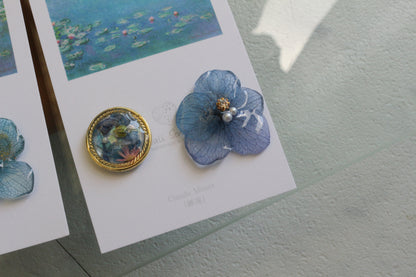 Monet Inspired Flower and Medallion No.35 ピアスTitanium Pierce 睡蓮