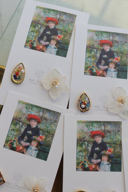 Renoir's Two Sisters Inspired Earrings No.7 イヤリング Clip-on "ふたりの姉妹"