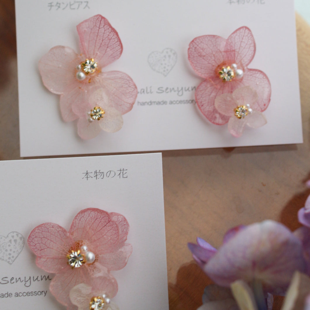 Paired Hydrangea No.6 -  Titanium Pierce(ピアス）Limited item