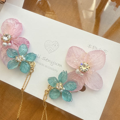 Hydrangea Flying Butterfly  No.28 - Clip-on(イヤリング）