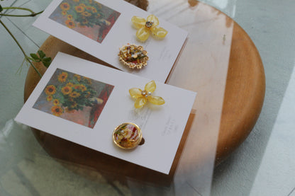 Monet Inspired Flower Earrings No.21 イヤリング Clip-on ひまわり