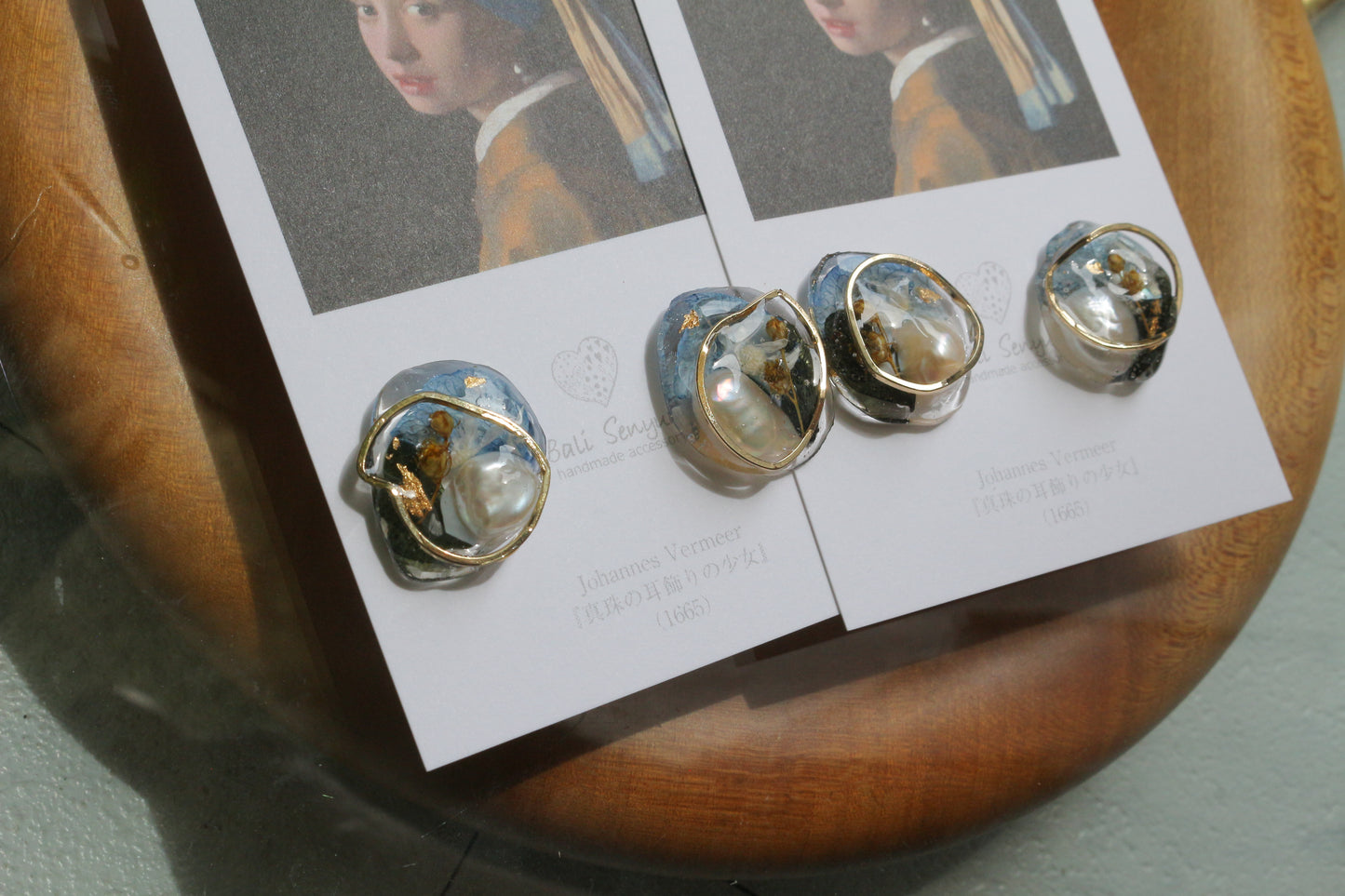 Vermeer's Inspired Flower & Pearl Earrings No.4 ピアス Pierce 真珠の耳飾りの少女