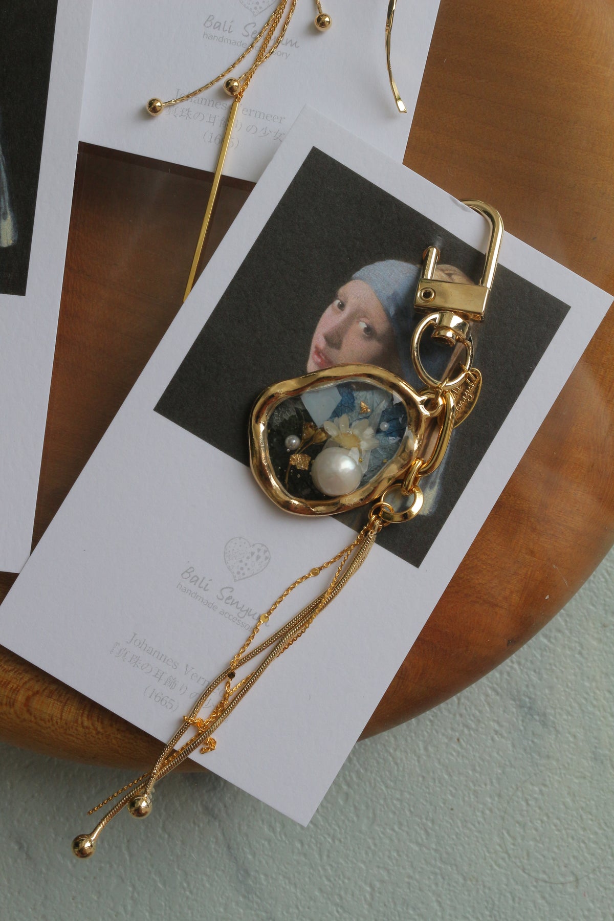 Vermeer Inspired Flower Bag Charm No.4 真珠の耳飾りの少女