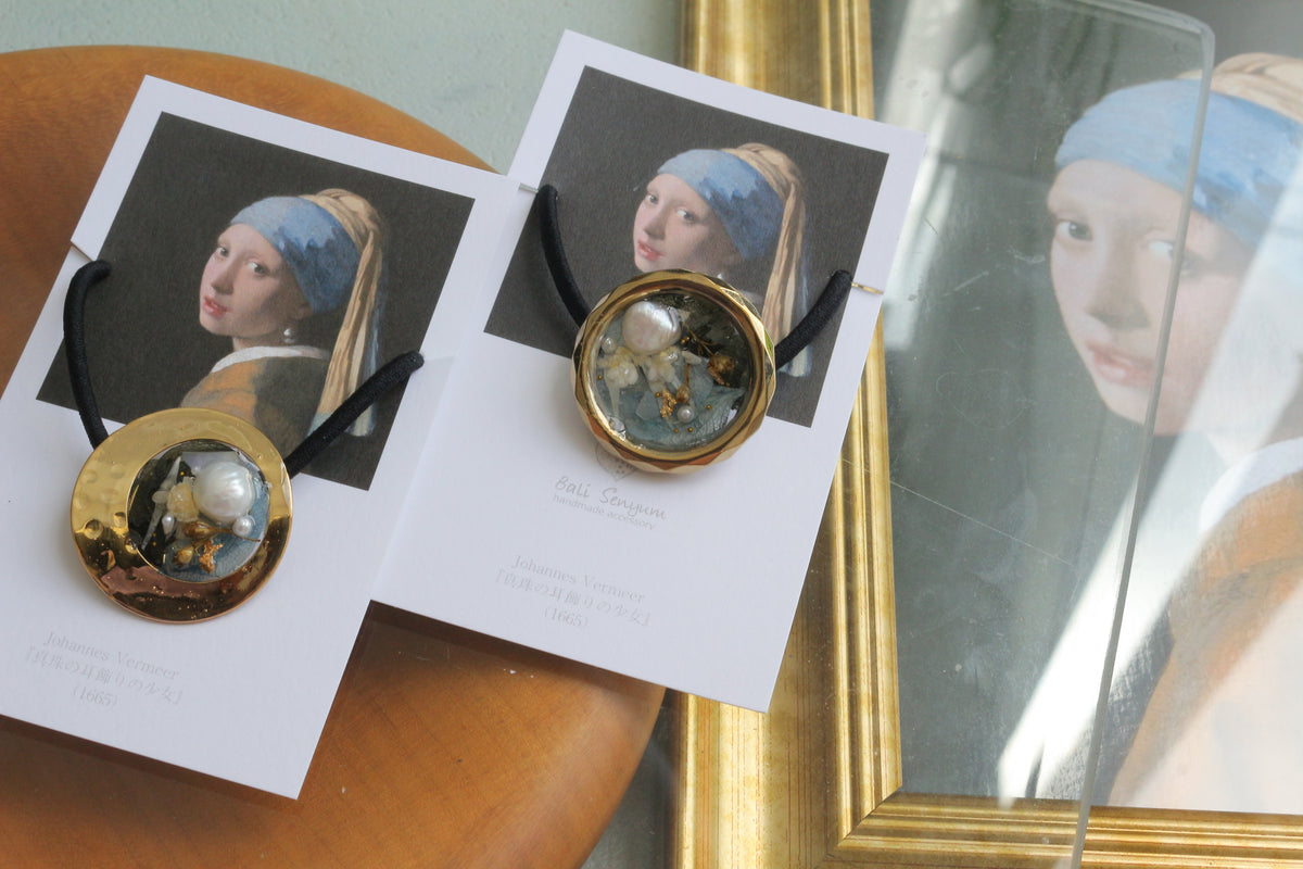 Vermeer Inspired Flower Hair tie  真珠の耳飾りの少女