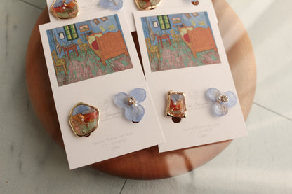Gogh Inspired Flower and Medallion No.4イヤリング Clip-on ゴッホの寝室
