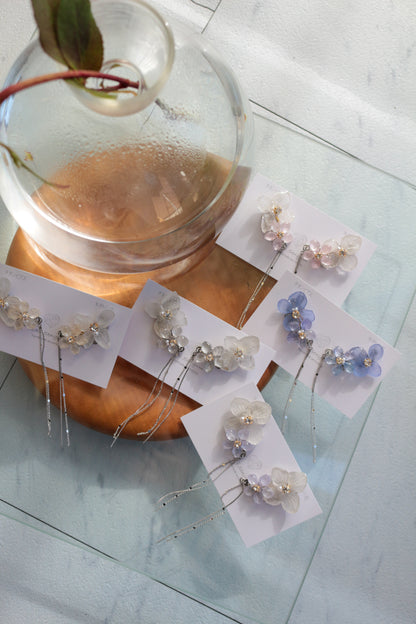 Hydrangea Flying Butterfly Earrings No.47 - Titanium Pierce(ピアス）