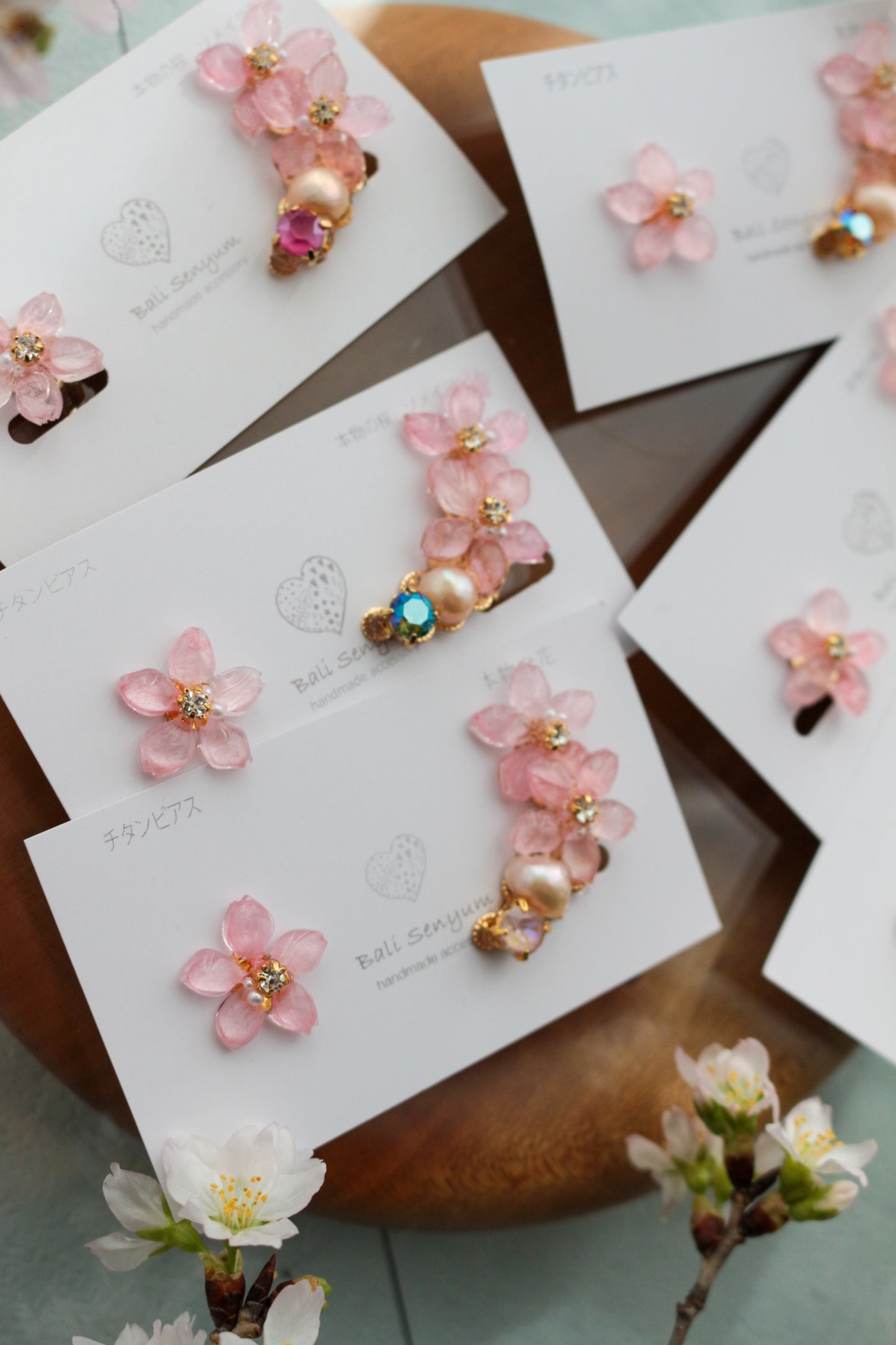 Someiyoshino Double Sakura Earring and Ear Cuff #S028