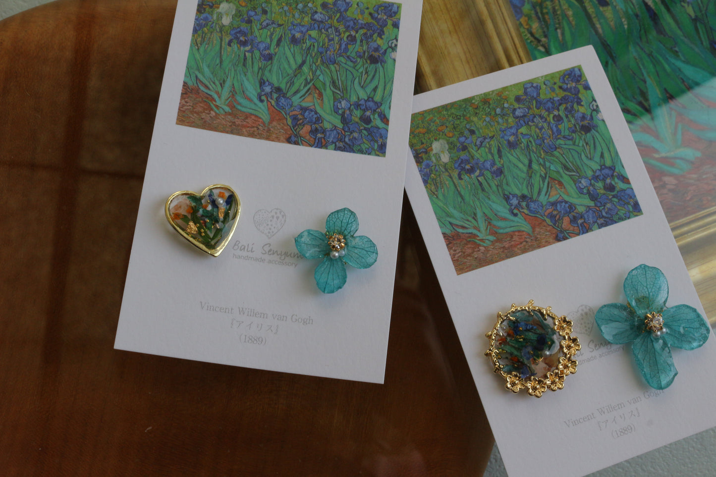 Gogh Inspired Flower and Medallion No. 5 Pierceチタンピアス -アイリス
