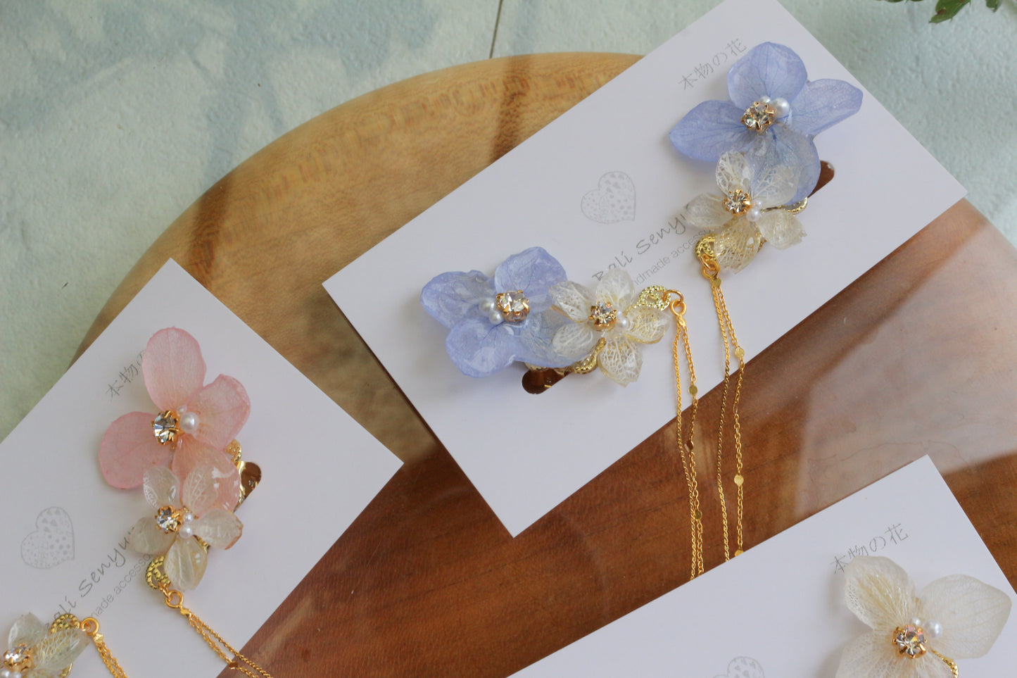 Hydrangea Flying Butterfly  No.53 - Clip-on(イヤリング）