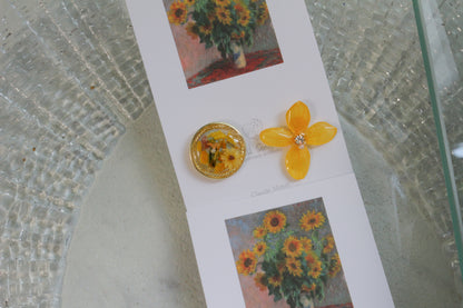 Monet Inspired Flower Earrings No.23 ピアスTitanium Pierce ひまわり