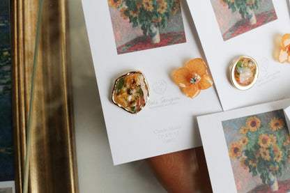 Monet Inspired Flower Earrings No.12 ピアスTitanium Pierce ひまわり