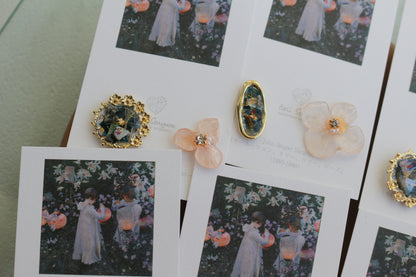 Sargent Inspired Flower and Medallion Earrings No.2 チタンピアスTitanium pierce