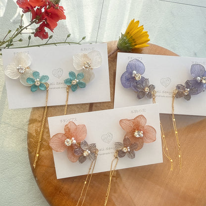 Hydrangea Flying Butterfly  No.29- Titanium Pierce(ピアス）