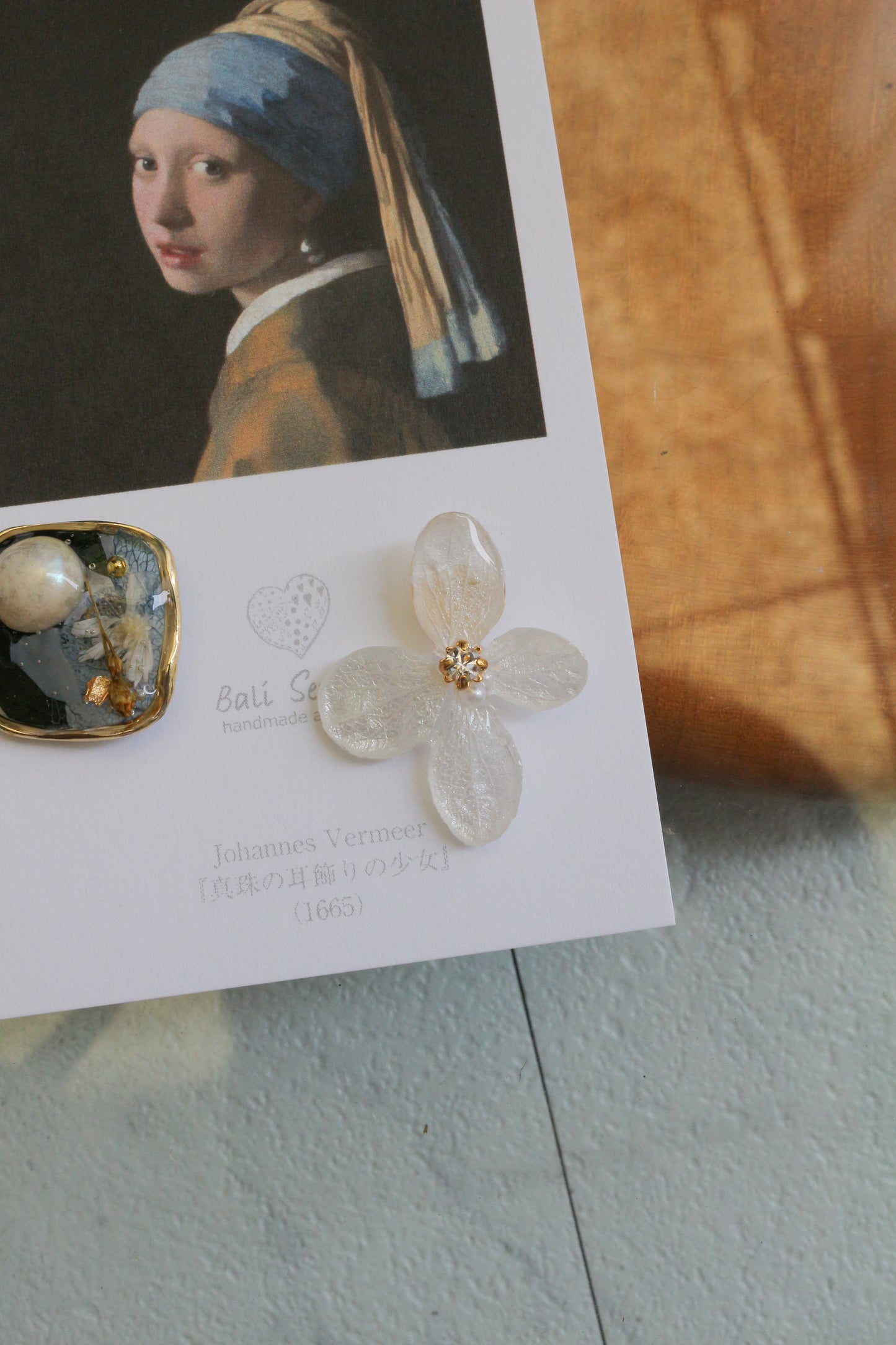 Vermeer's Inspired Flower and Medallion No.3 ピアス Pierce 真珠の耳飾りの少女