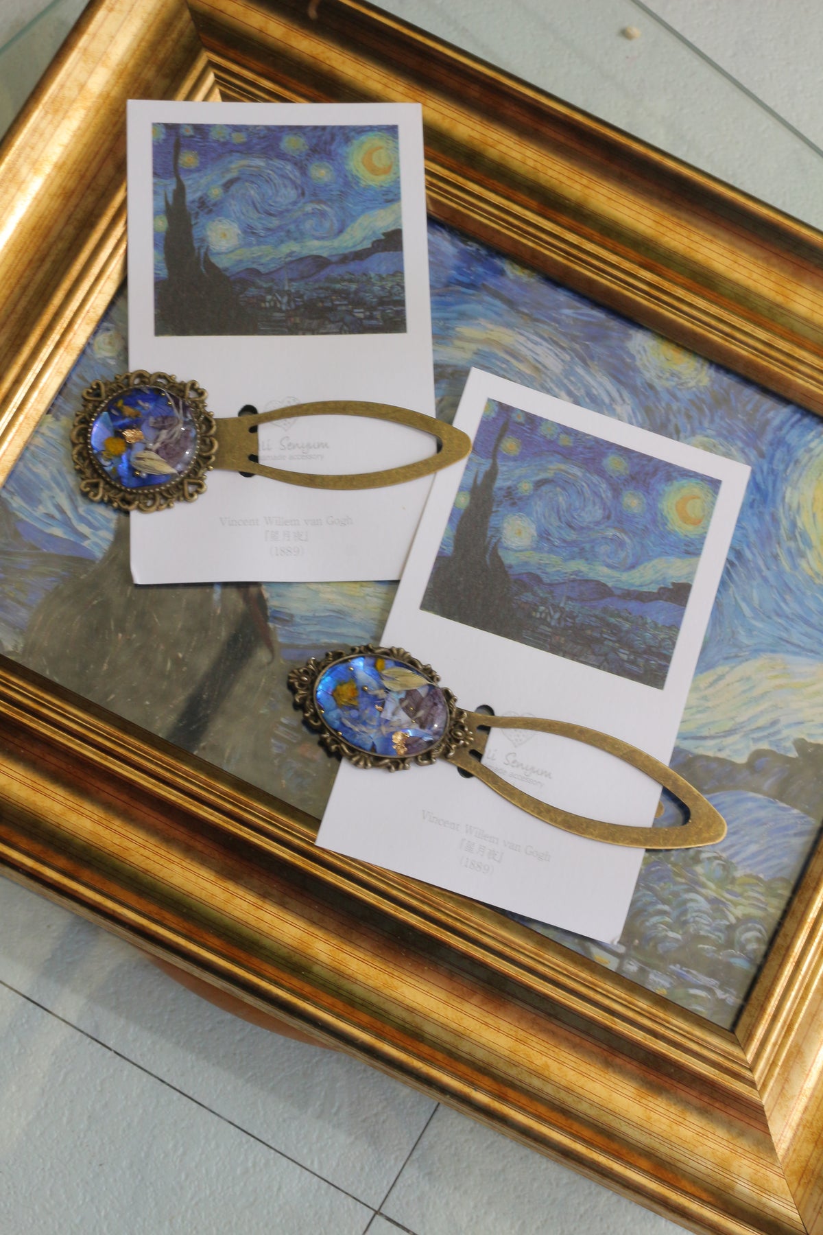 Gogh Inspired Flower Book Mark No.1 - 星月夜