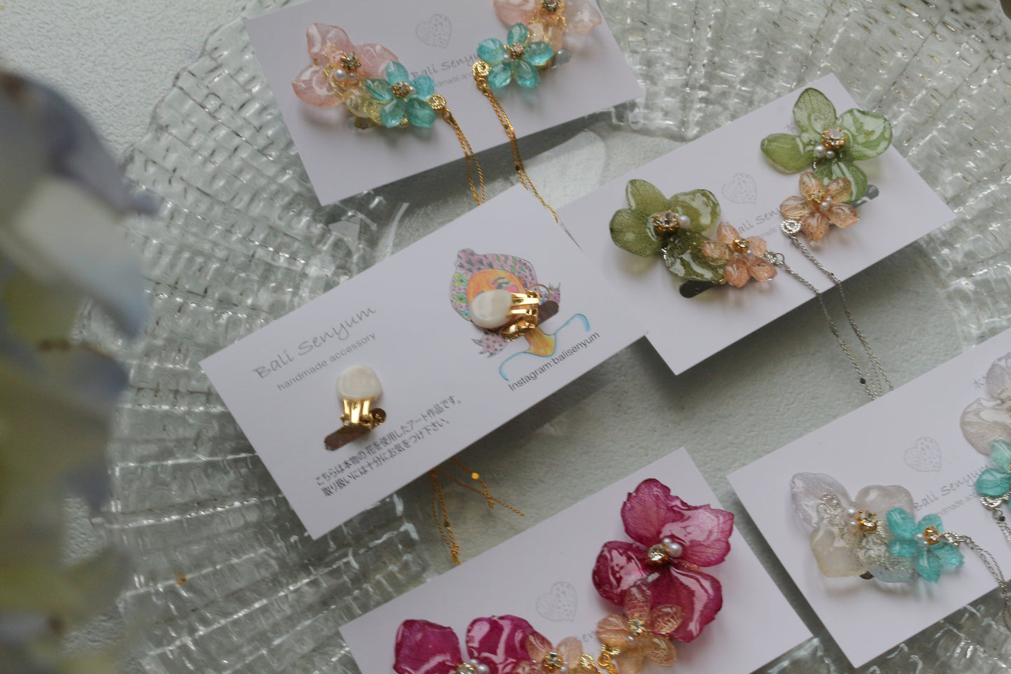 Hydrangea Flying Butterfly  No.55 - Clip-on(イヤリング）