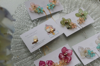 Hydrangea Flying Butterfly  No.55 - Clip-on(イヤリング）