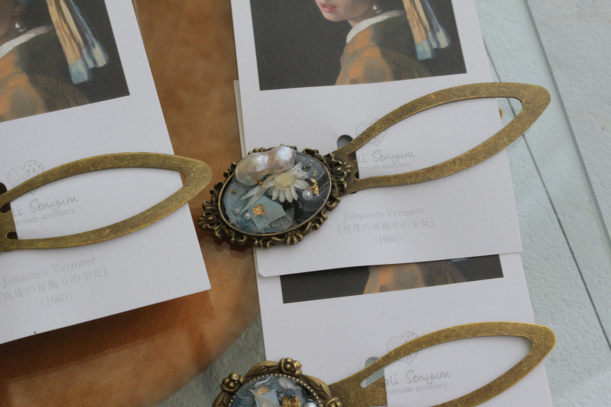 Vermeer Inspired Flower Book Mark No.1 - 真珠の耳飾り